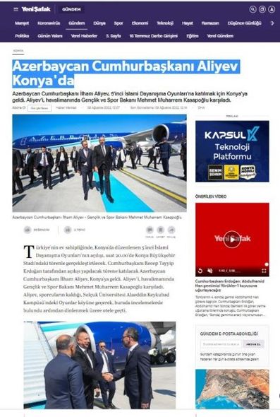 İlham Əliyevin Konyaya səfəri Türkiyə mediası tərəfindən geniş işıqlandırılıb - FOTO