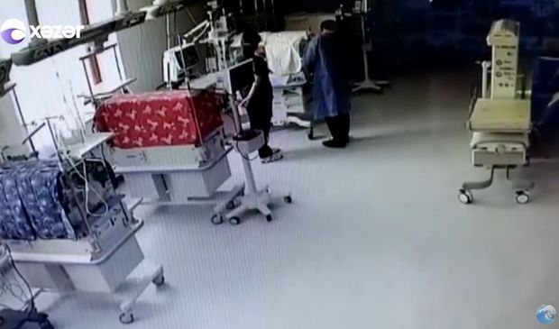 Ölmüş körpənin xəstəxanadan qaçırılmasından öncə içəridə nələr baş verib? - ANBAAN GÖRÜNTÜLƏR
