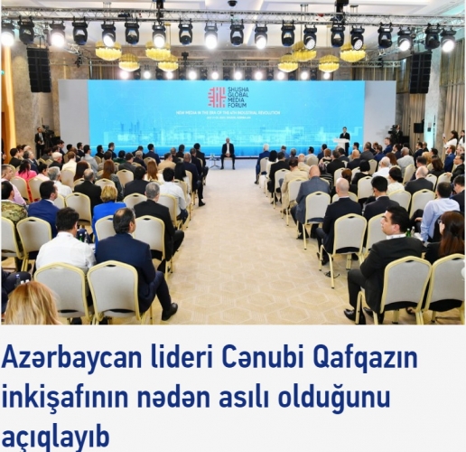 İlham Əliyevin Şuşada keçirilən Qlobal Media Forumdakı çıxışı Gürcüstan mətbuatının diqqət mərkəzində olub