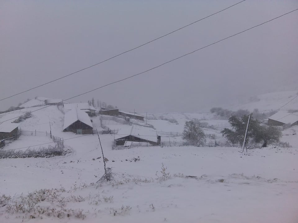 Qubanın dağ kəndlərinə güclü qar yağır - FOTO