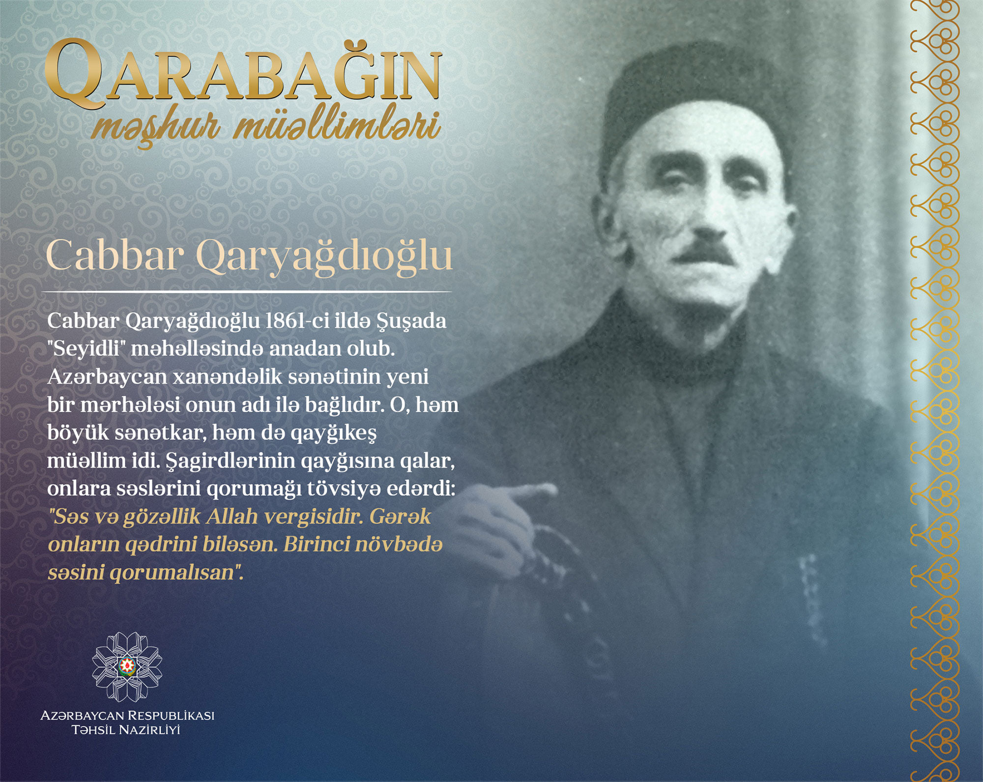 "Qarabağın məşhur müəllimləri" – Cabbar Qaryağdıoğlu