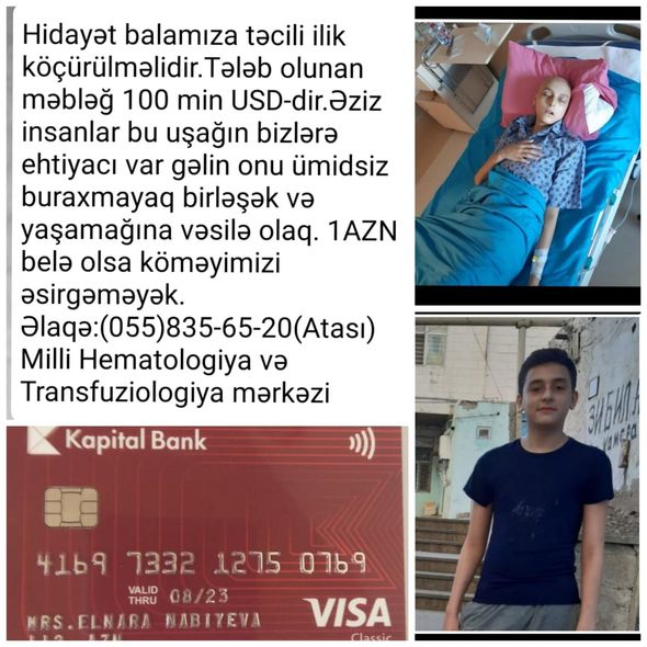 15 yaşlı Hidayətin köməyə ehtiyacı var - FOTO