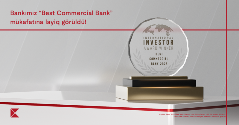 Kapital Bank mükafata layiq görüldü: 