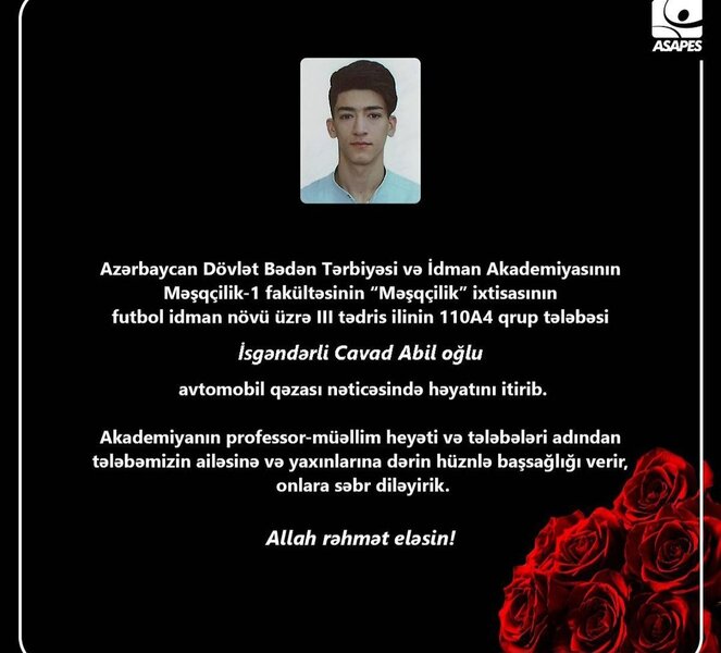 Azərbaycanda universitet tələbəsi faciəvi qəzada vəfat etdi - FOTO