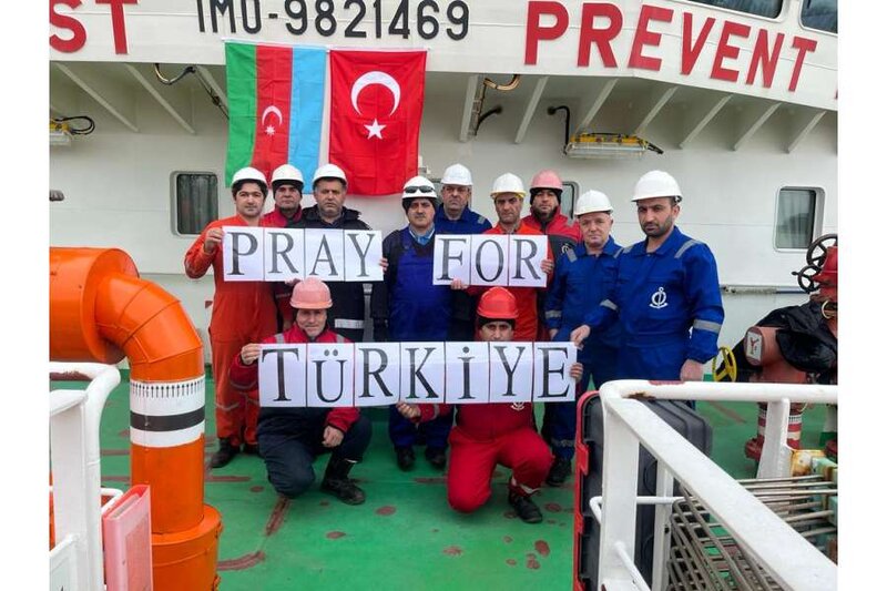Xarici sularda üzən dənizçilərimiz Türkiyəyə dəstək nümayiş etdiriblər - FOTOLAR