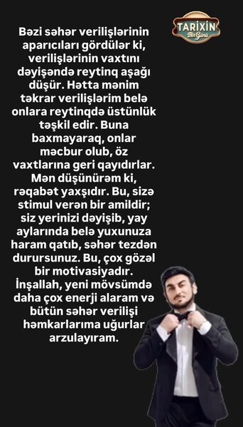 Təkrar verilişlərim belə reytinqdə üstünlük təşkil edir' - Tolikdən iddia