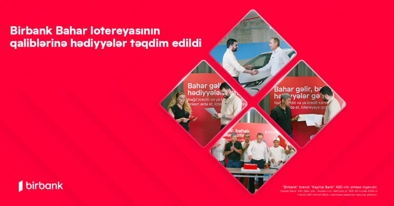 Birbank 'Bahar' lotereyasının qaliblərinə hədiyyələr təqdim olundu