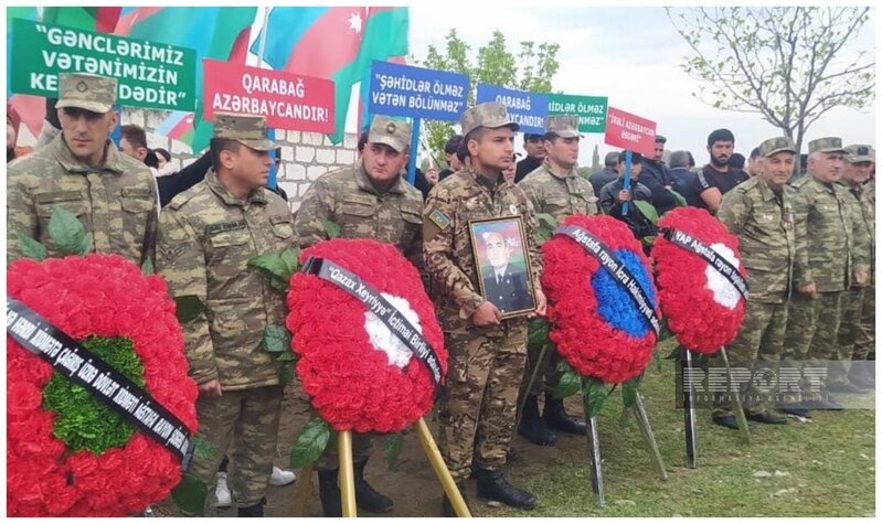 Ağstafada şəhid Elşad Həsənovla vida mərasimi başlayıb - FOTOLAR