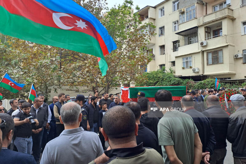 Füzulidə yol qəzasında həlak olan polislə vida mərasimi keçirilir - FOTOLAR