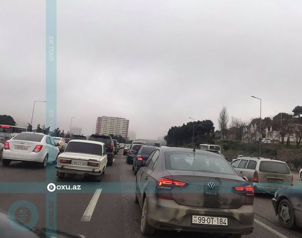 Bakı-Sumqayıt yolunda uzun tıxac - FOTO