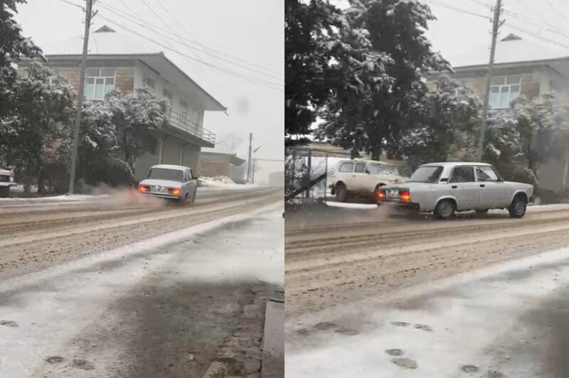 Qarlı yollarda avtoxuliqanlıq edən sürücülər saxlanıldı - FOTO