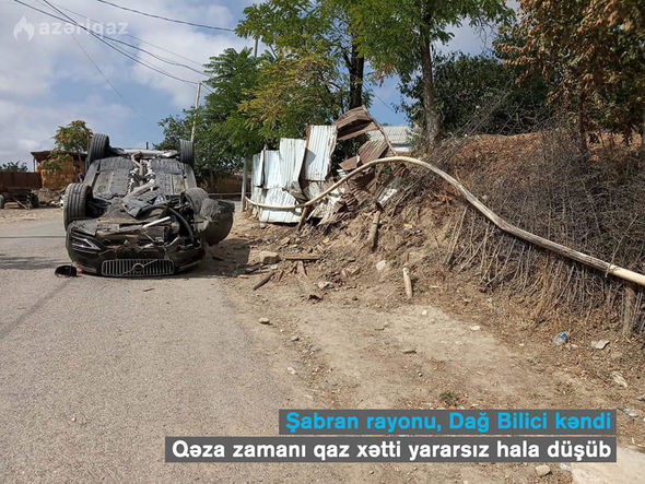 Şabranda yol qəzası nəticəsində qaz xətti yararsız vəziyyətə düşdü - FOTO