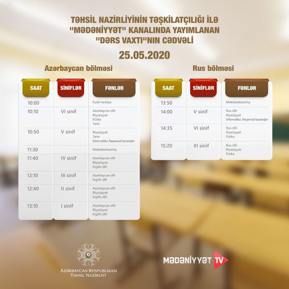 Növbəti "Dərs vaxtı"nın cədvəli açıqlandı - FOTO