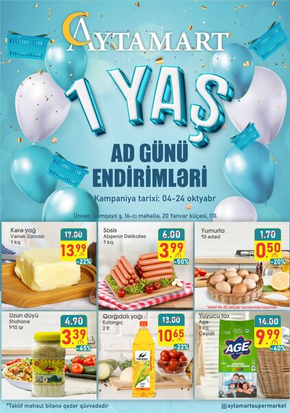 Aytamart' supermarket Sumqayıtda 1 yaşını qeyd edir