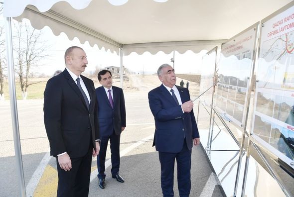 Prezident İlham Əliyev Daş Salahlı-Ürkməzli-Dəmirçilər avtomobil yolunun açılışında - FOTO