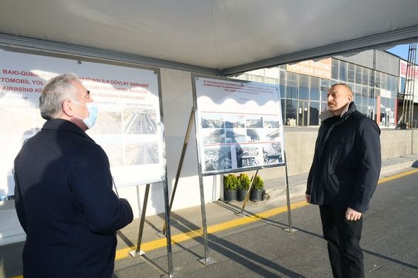 Prezident beynəlxalq nəqliyyat dəhlizinin tərkib hissəsi olan yeni yolun açılışında - FOTO/VİDEO