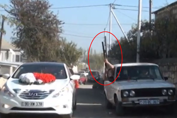 Qazaxda toy karvanında silahdan atəş açıldı - FOTO