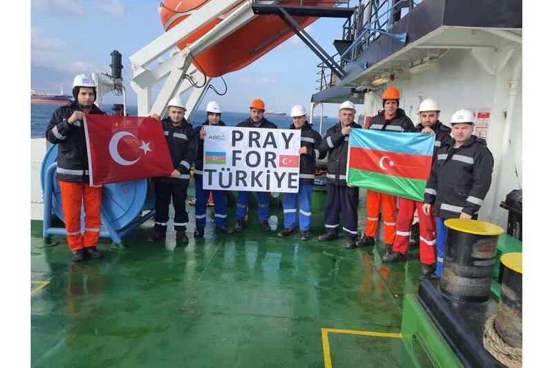 Xarici sularda üzən dənizçilərimiz Türkiyəyə dəstək nümayiş etdiriblər - FOTOLAR