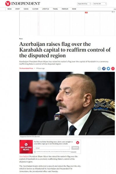 Prezidentin Xankəndidə bayrağımızı ucaltması xarici KİV-də - FOTOLAR