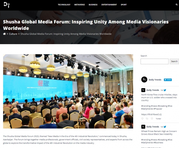 Dünya mediası İlham Əliyevin Şuşa Qlobal Media Forumundakı çıxışına xüsusi maraq göstərir