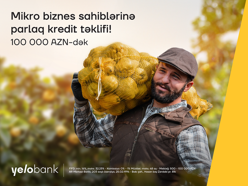 Mikro biznesiniz üçün Yelo Bank-dan sərfəli təklif   