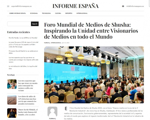 Dünya mediası İlham Əliyevin Şuşa Qlobal Media Forumundakı çıxışına xüsusi maraq göstərir