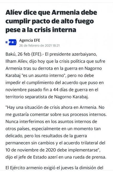 İspaniyanın EFE agentliyi Prezidentin mətbuat konfransı ilə bağlı məqalə dərc edib - FOTO