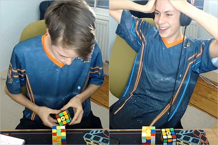 "Rubik kubu"nu cəmi 17 saniyəyə yığan gənc qalib gəldi - FOTO/VİDEO