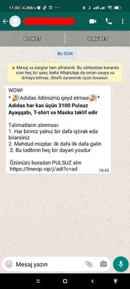 Vətəndaşların nəzərinə: "WhatsApp" üzərindən "fişinq" kampaniyaları həyata keçirilir - FOTO