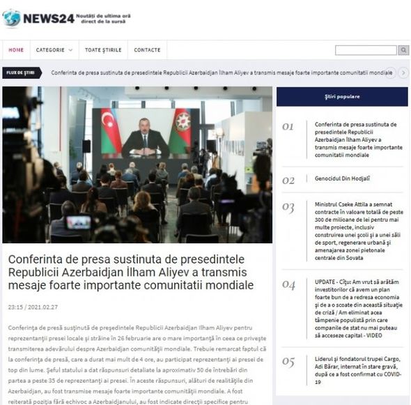 Rumıniyanın qabaqcıl KİV-ləri Prezident İlham Əliyevin mətbuat konfransı barədə məlumatlar yayıblar – FOTO