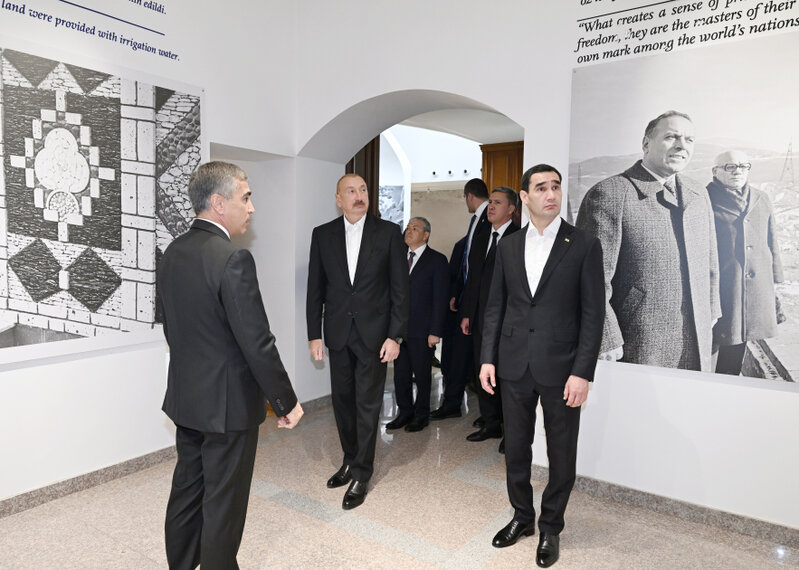 Prezidentlər Şuşa məscidində tikinti işləri ilə tanış oldular - Fotolar