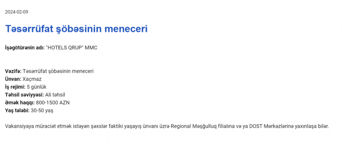 İşsizlərin nəzərinə! Dövlət boş iş yerlərini açıqladı - 2000 AZN maaş