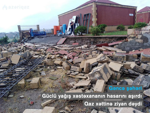 Gəncədə güclü yağış fəsadlar törətdi - FOTO