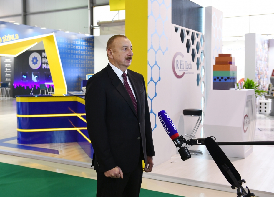 İlham Əliyev "Bakutel-2019" sərgisində "Rossiya-24" telekanalına müsahibə verib 