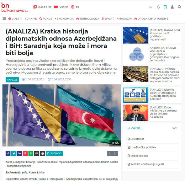 Bosniya və Herseqovina KİV-i İlham Əliyevin bu ölkəyə səfəri ərəfəsində silsilə məqalələr yayımlayıb - FOTO