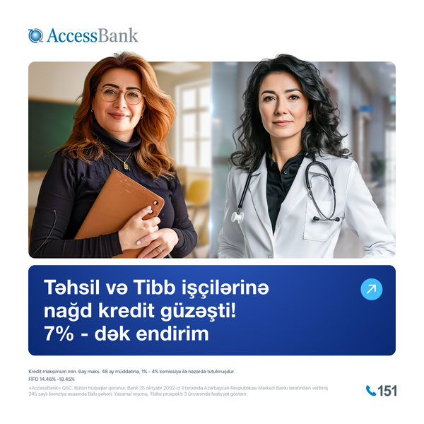 AccessBank-dan təhsil və səhiyyə işçilərinə 7%-dək endirim kampaniyası