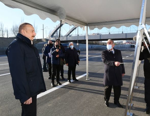 Prezident beynəlxalq nəqliyyat dəhlizinin tərkib hissəsi olan yeni yolun açılışında - FOTO/VİDEO