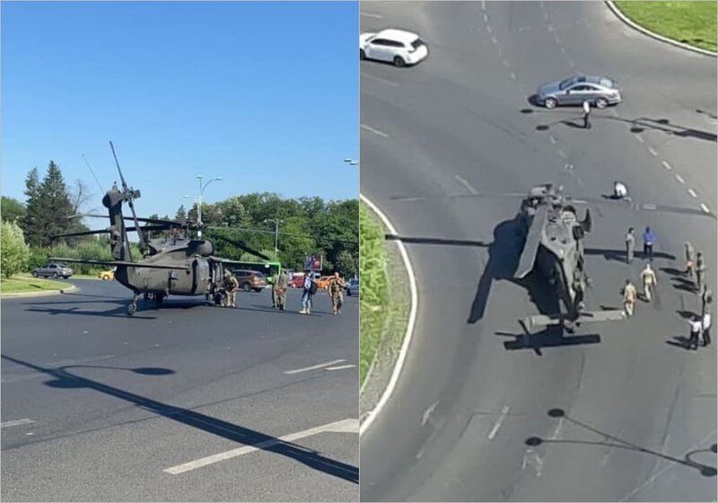 ABŞ-ın hərbi helikopteri Buxarestin mərkəzində qəza enişi etdi - FOTO/VİDEO