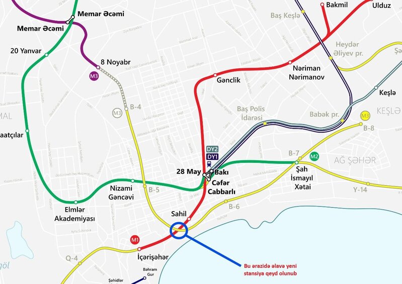 Bakıda yeni tikiləcək 10 metro stansiyası harada yerləşəcək? - Sxem