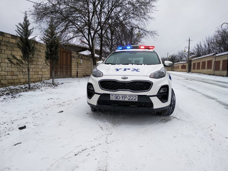 Qar yağması ilə əlaqədar Quba polisi gücləndirilmiş rejimə keçib - FOTO