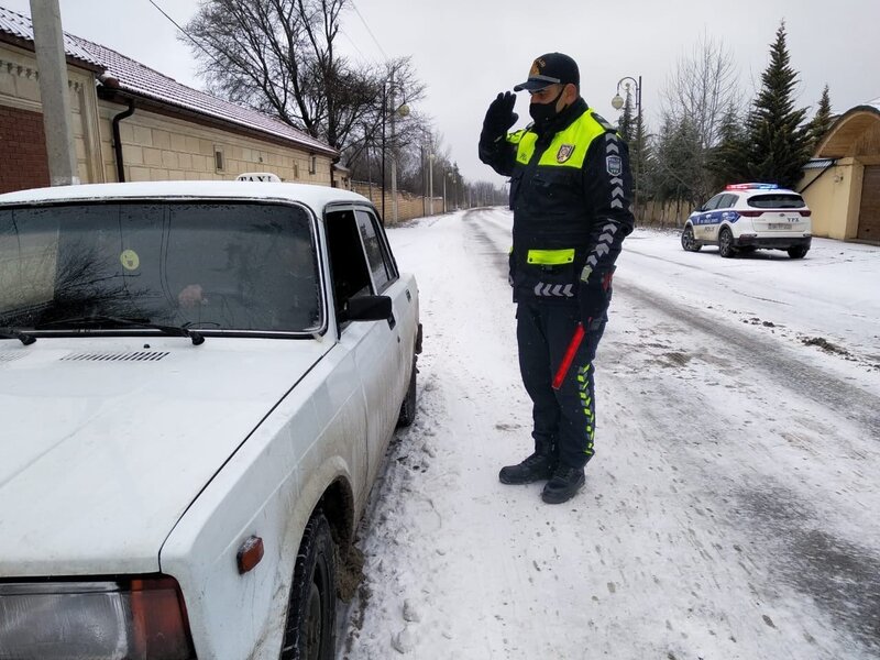 Qar yağması ilə əlaqədar Quba polisi gücləndirilmiş rejimə keçib - FOTO